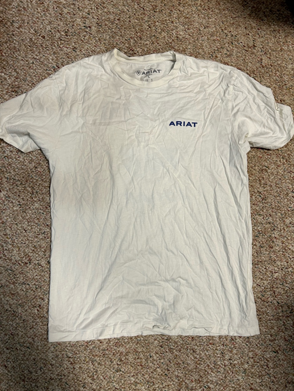 Ariat White Tee with Navy Logo Text